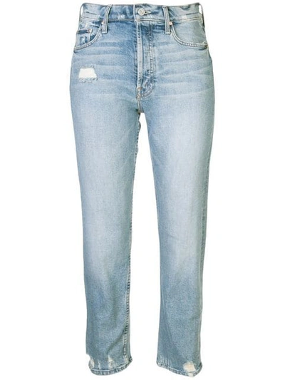 Mother The Tomcat Distressed Cotton Denim Jeans In Blue