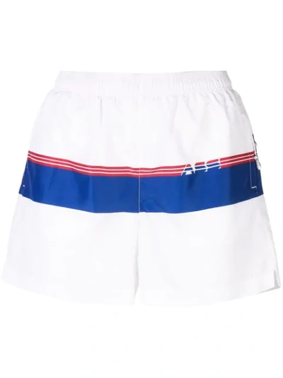 Adam Selman Sport Logo Stripe Track Shorts In White