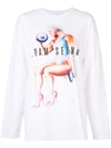 ADAM SELMAN SPORT WEIGHTLIFTER GLAM PRINT SWEATSHIRT