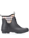Burberry Flinton Check Waterproof Rain Boot In A1189 Black