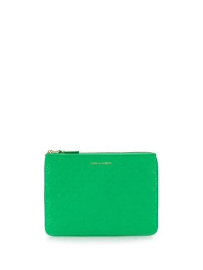 Comme Des Garçons Wallet Leather Pouch In Green