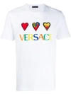 VERSACE EMBROIDERED HEARTS T-SHIRT