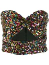 Attico Cutout Sequined Tulle Bustier Top In Metallic
