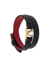 Valentino Vlogo Leather Bracelet In Black