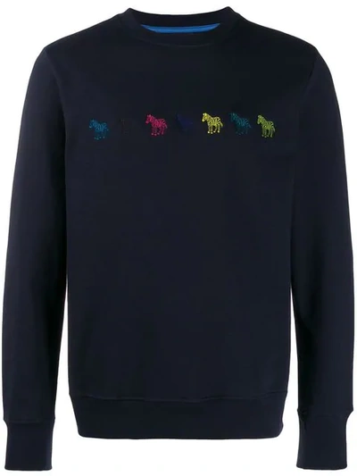 Ps By Paul Smith Sweatshirt With Embroidered Zebra In Blue