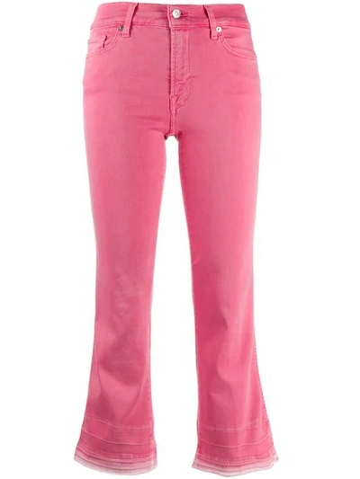 7 For All Mankind Cropped Mid-rise Bootcut Jeans In Pink