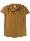 ANNTIAN ANNTIAN RUFFLED NECK BLOUSE - BROWN