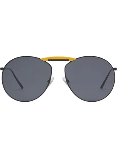 Fendi X Gentle Monster Round Metal Sunglasses In F15q0-matte Black+yellow