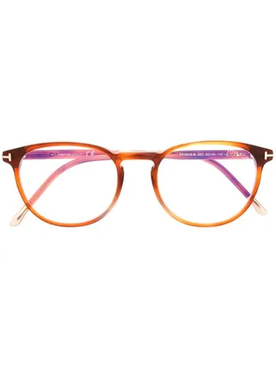 Tom Ford Eyewear 圆框眼镜 - 橘色 In Orange