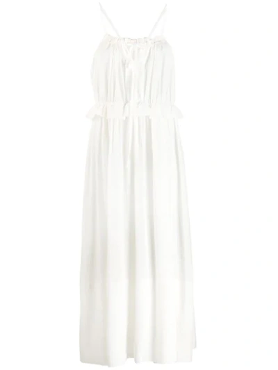 Chloé Ruffled Jacquard-trimmed Silk-crepon Midi Dress In White