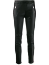 Alexander Mcqueen Lace-trim Skinny Leather Trousers In Black/lust Red