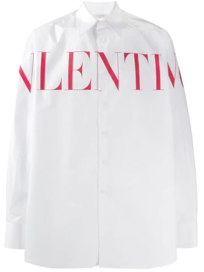 Valentino Logo-print Regular-fit Cotton Shirt In White