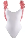 La Reveche One-piece Amira Swimsuit With Application In White,pink