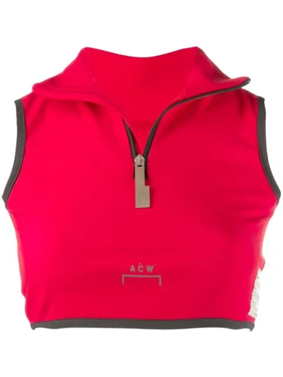 A-cold-wall* Zip Front Cropped Vest - 红色 In Red
