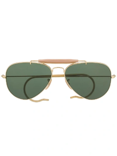 Ray Ban Aviator Sunglasses In Gold