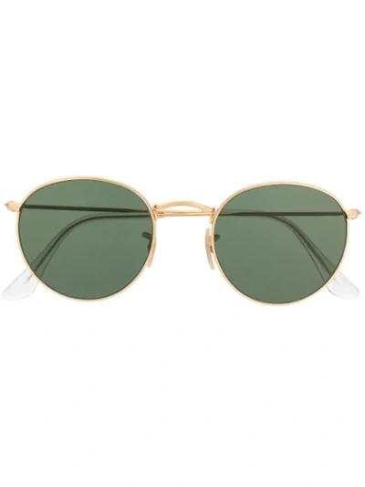 Ray Ban Two-tone Round-frame Sunglasses In Gold