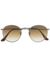 Shop Ray Ban Round Frame Sunglasses In Brown