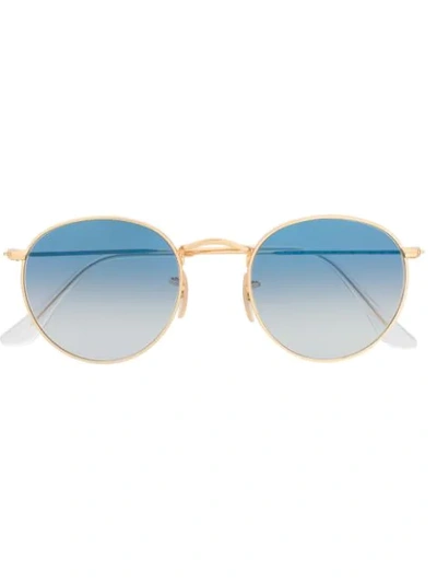 Ray Ban Round Frame Sunglasses In Gold