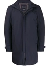 Herno Blue Technical Hooded Down Jacket In Blue