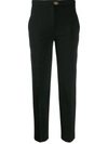 Ferragamo High Waist Jersey Trousers With Jewel Button In Black