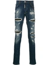 PHILIPP PLEIN PHILIPP PLEIN JEANS IM DESTROYED-LOOK - BLAU