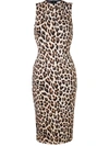 Alice And Olivia Delora Sleeveless Fitted Leopard Mock-neck Dress In Brown