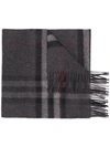 BURBERRY BURBERRY CLASSIC CHECK CASHMERE SCARF - GREY