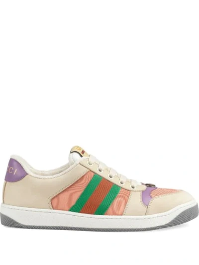 Gucci Multicolor Women's Pink And Purple Screener Sneakers In White