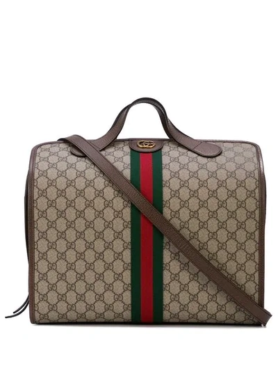 Gucci Large Ophidia Gg Supreme Carry-on Duffel Bag - Beige In Brown
