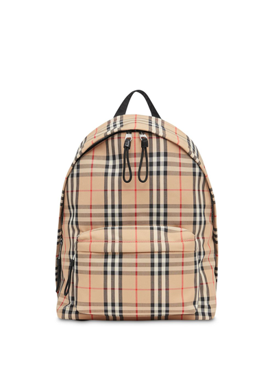 Burberry Vintage Check Nylon Backpack In Neutrals