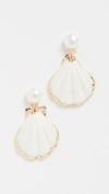 MERCEDES SALAZAR PEARL STUD SHELL DROP EARRINGS