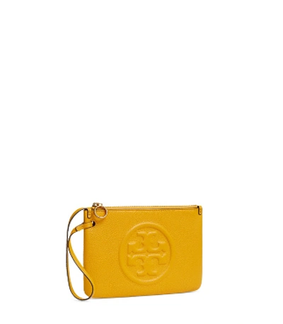 Tory Burch Perry Bombe Medium Leather Wristlet In Daylily