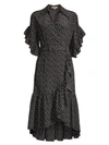 MICHAEL KORS WOMEN'S BELTED SILK RUFFLE WRAP DRESS,0400011091395