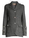 MICHAEL KORS Military Stretch Wool Button Jacket