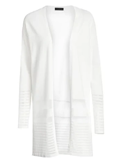 Saks Fifth Avenue Collection Viscose Elite Sheer Inset Cardigan In White