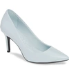 Calvin Klein 'gayle' Pointy Toe Pump In Pastel Blue Leather
