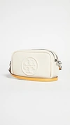 Tory Burch Perry Bombe Mini Metallic Leather Crossbody In New Cream