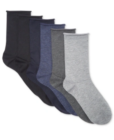 Polo Ralph Lauren Women's 6 Pack Roll-top Trouser Socks In Gray Heather