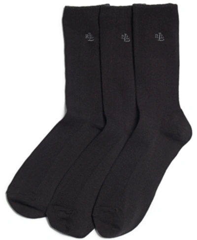 Polo Ralph Lauren Women's Ribbed Cotton Trouser 3 Pack Socks In Black