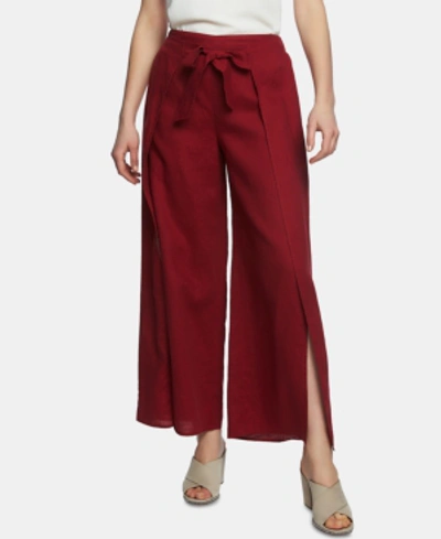1.state Tie Front Split Seam Wide Leg Pants In Mineral Red