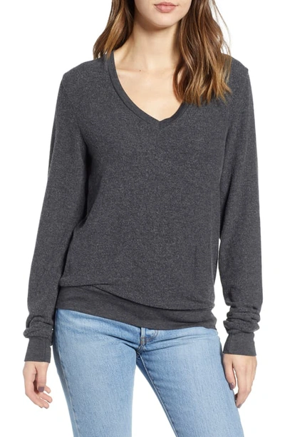 Wildfox Deep V-neck Baggy Beach Jumper Pullover In Lead