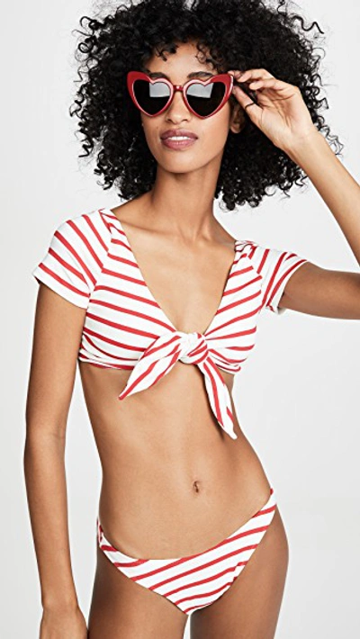 Solid & Striped The Vanessa Bikini Top In Red Breton Stripe