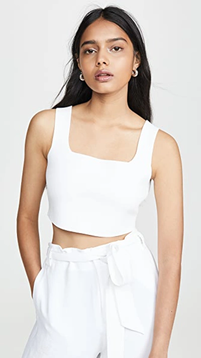 A.l.c Jordana Sweetheart Knit Crop Top In White