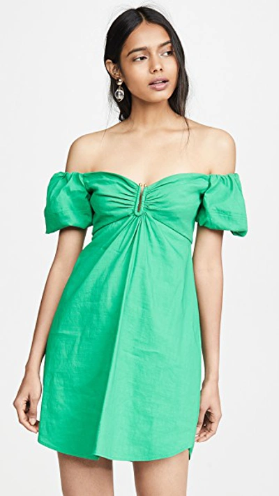 A.l.c Aniston Off The Shoulder Babydoll Dress In Jade