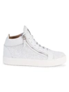 GIUSEPPE ZANOTTI BUBBLE EMBELLISHED LEATHER MID-TOP SNEAKERS,0400011032345