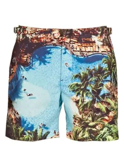 Orlebar Brown Men's Bulldog Photographic Swim Trunks In Blue