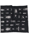 ALEXANDER MCQUEEN INSECT FRAYED-EDGE SCARF