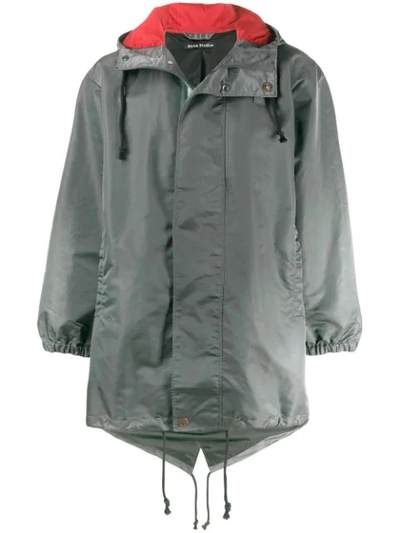 Acne Studios Face Patch Water Resistant Hooded Parka In Green