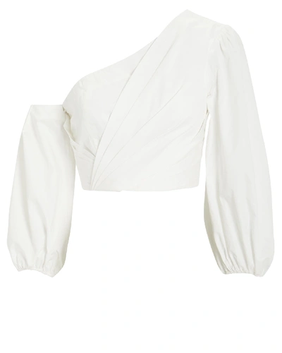 Amur Ale Cropped One-shoulder Cotton-poplin Top In White