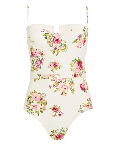 Zimmermann Honour Floral-print Underwired Swimsuit In Multi